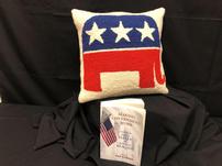 GOP Needlepoint Pillow and Tan Parker Book 202//151